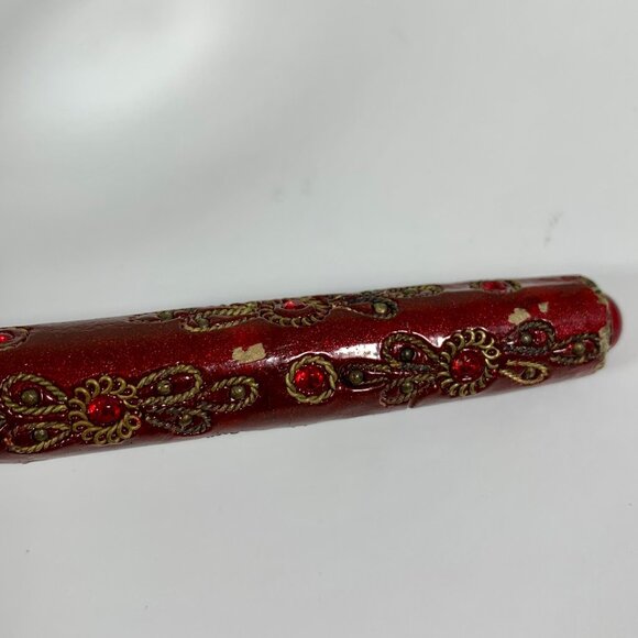 Vintage Red Enamel Letter Opener & Magnifying Glass Set - Floral Design Handles - Picture 8 of 8